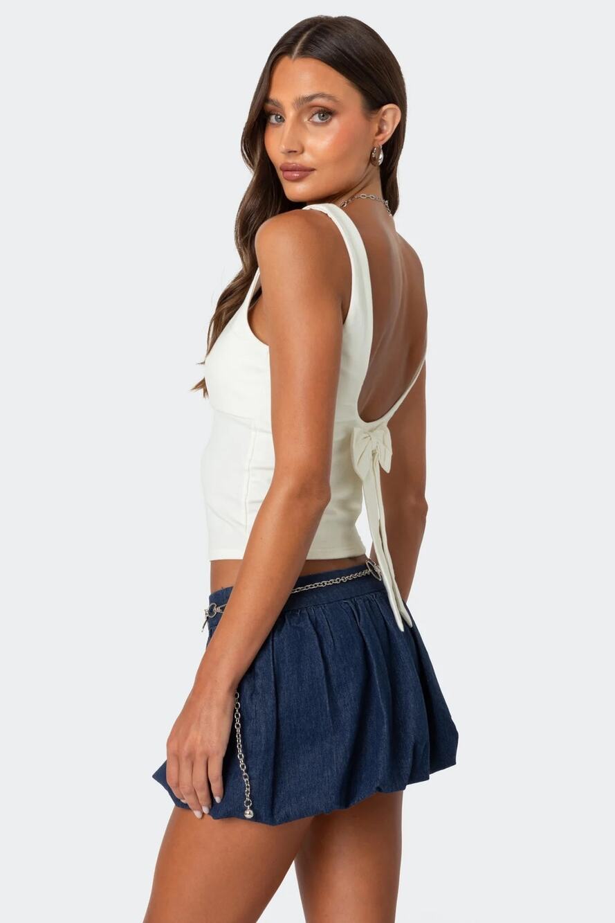 Edikted Ronda Bow Back Tank Top, Size Medium